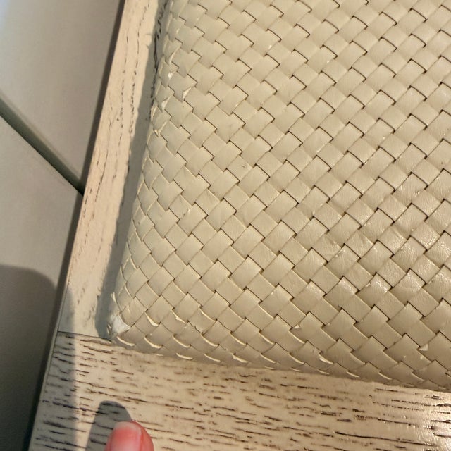 Bench With Woven Leather Cushions For Sale - Image 4 of 7