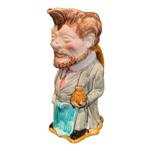 Early 20th Century French Painted Ceramic Barbotine Figure Pitcher by Onnaing