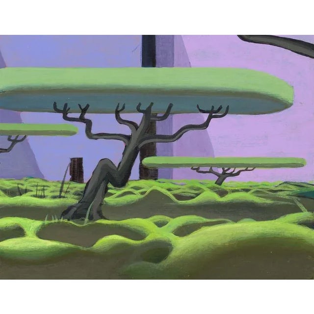 Nico Pearleyes, Surreal Urban Landscape and Floating Trees, 2024, Acrylic on Paper, Framed For Sale - Image 10 of 15