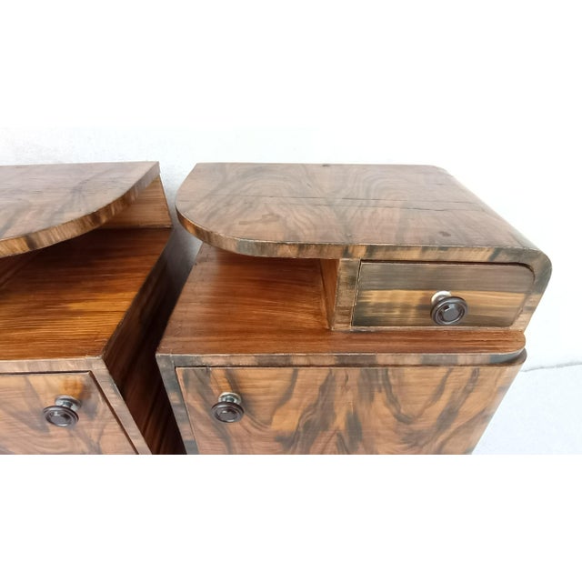 Wood Art Deco Bedside Tables by Jindrich Halabala, 1940s, Set of 2 For Sale - Image 7 of 17