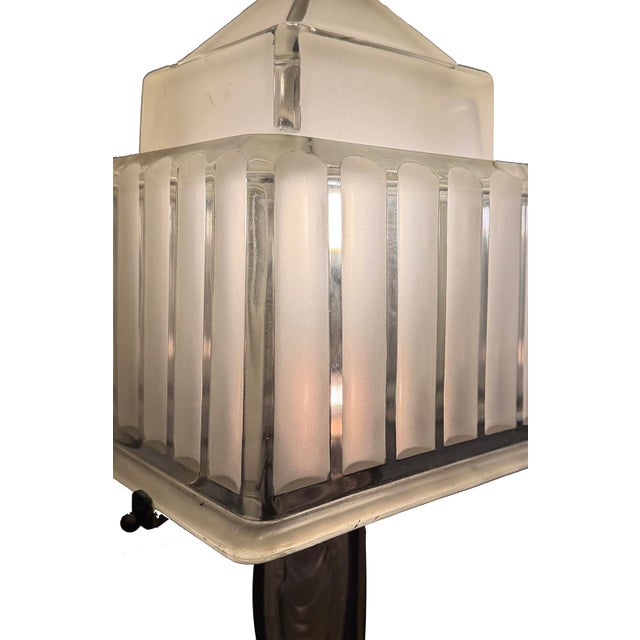 Silver Art Deco Table Lamp from Hettier & Vincent, 1930 For Sale - Image 8 of 10