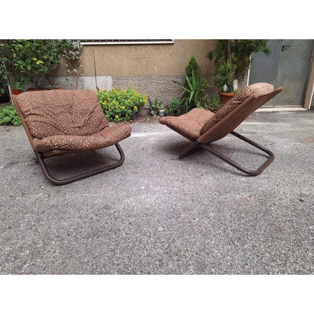 Vintage Cross Chair in Lacquered Metal and Fabric by Marcello Cuneo for Arflex, 1974 For Sale - Image 13 of 18