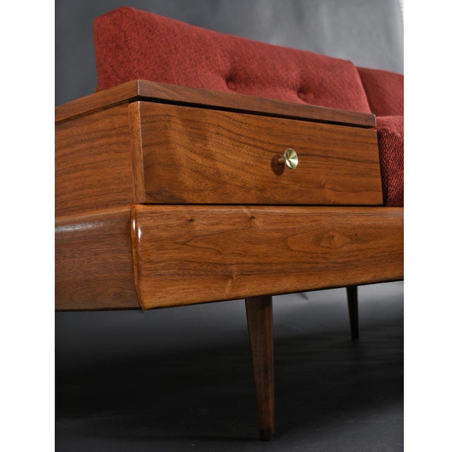 Adrian Pearsall 1709-S Style Platform Sofa With Floating Walnut End Tables For Sale - Image 10 of 15