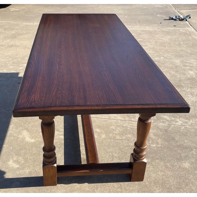 Brown Vintage French Country Farm Dining Table For Sale - Image 8 of 11
