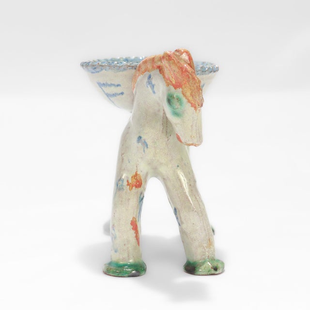 Antique Mid-Century Modern Austrian Wiener Werkstätte Ceramic Horse Salt Cellar by Alice Ehmann For Sale - Image 10 of 11
