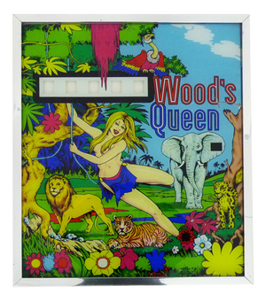 Woods Queen Pinball Machine Backglass, 1970s