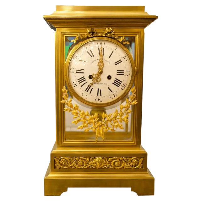 19th Century Louis XVI Style Regulator Gilt Bronze Clock by Ferdinand Berthoud For Sale
