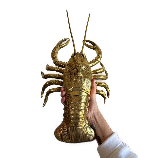 Vintage Large Brass Lobster Figure with removable lid, stretches to 20" long and 12" wide. At a heft 4.5 lbs and 4" tall,...