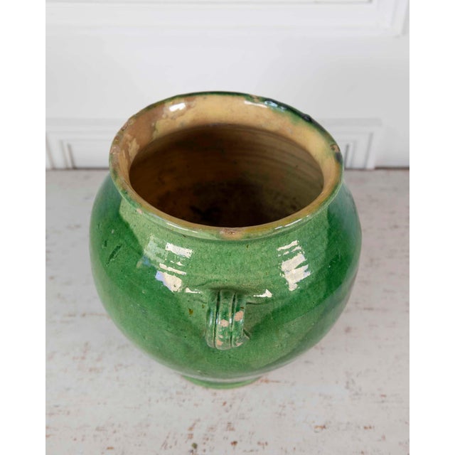 Green French 19th Century Green and Yellow Splash-Glaze Confit Pot For Sale - Image 8 of 9