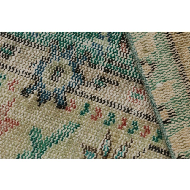 Textile Vintage Zeki Müren Rug in Teal With Floral Medallion, From Rug & Kilim For Sale - Image 7 of 7