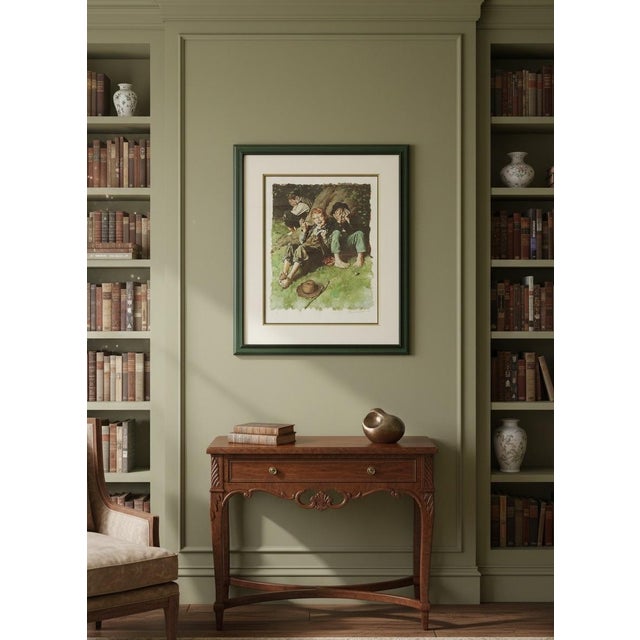 Norman Rockwell 1970s Norman Rockwell “First Smoke” Tom Sawyer Suite Collotype, 7/200, Framed For Sale - Image 4 of 8