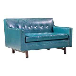 Edward Wormley for Dunbar Mid Century Mahogany Loveseat Settee Sofa For Sale