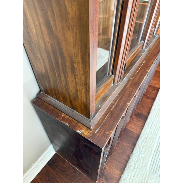 Vintage MCM Tobago Style Lighted China Cabinet For Sale - Image 11 of 12
