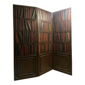 Maitland Smith Style Leather Book Screen Room Divider