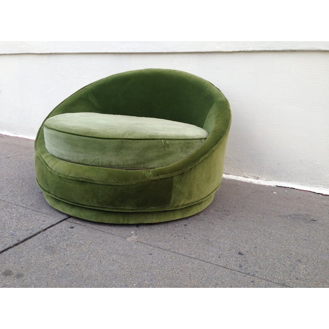 Milo Baughman Emerald Green Swivel Loveseat Chairish