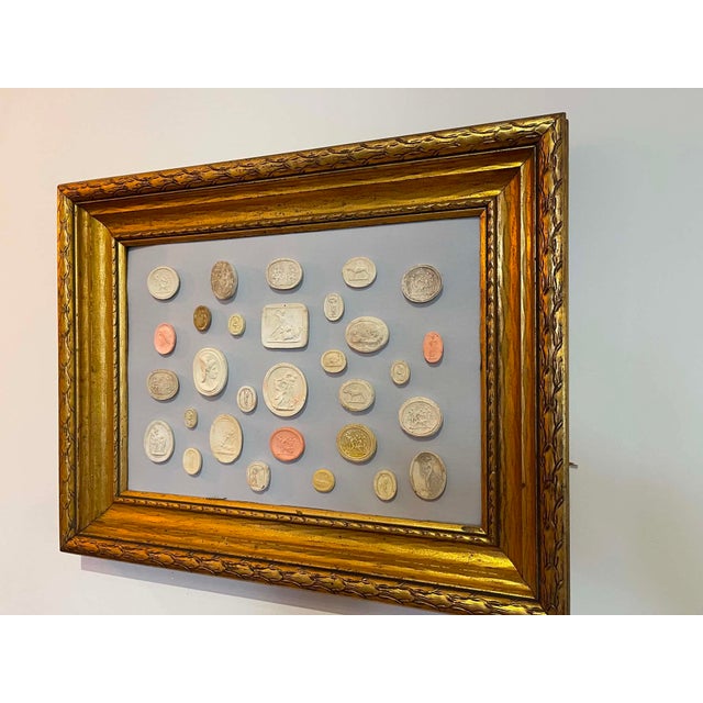 Late 19th Century Late 19th Century Italian Plaster Intaglios in Carved Gilt Frame Frame. For Sale - Image 5 of 10