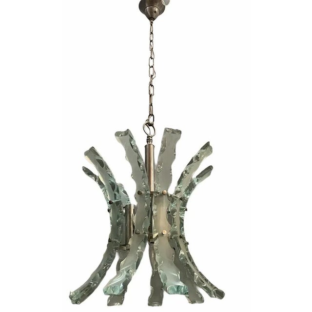 Mid-Century Ice Cut Glass Chandelier by Zero Quattro For Sale - Image 10 of 10