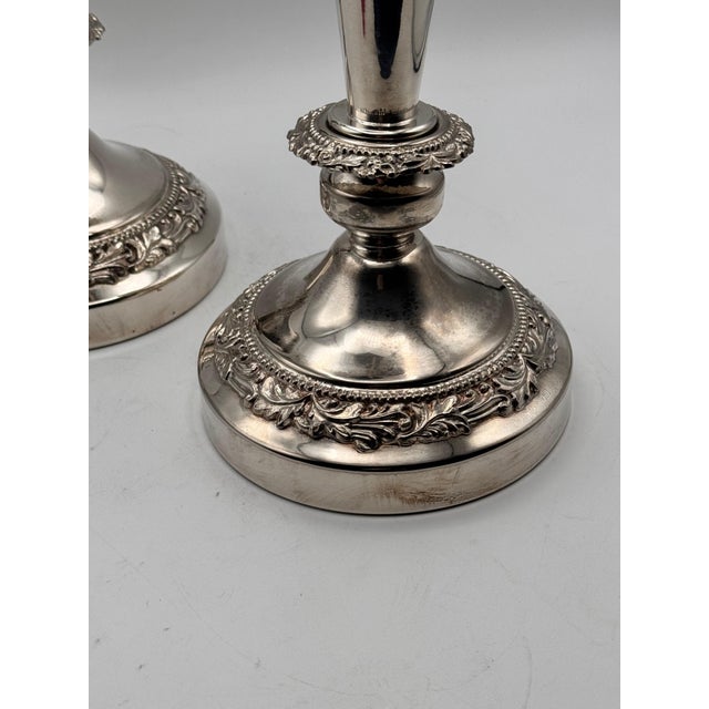Vintage Pair of Repoussé Silverplate Candlesticks For Sale In Richmond - Image 6 of 7