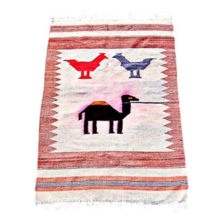 Handmade Berber Kilim Rug in Wool with Camel Pattern, 1950s For Sale