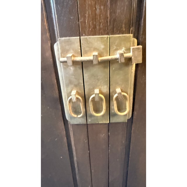 Brass 1970s Michael Taylor for Baker Modular Gentleman’s Chest / Cabinet in Dark Walnut With Brass Hardware For Sale - Image 8 of 13