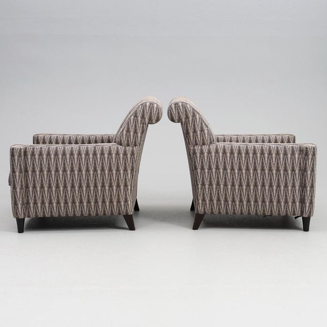 1940s Mid-Century Modern Nordic Chairs in Wood with Neutral Textile, 1950, Set of 2 For Sale - Image 5 of 11