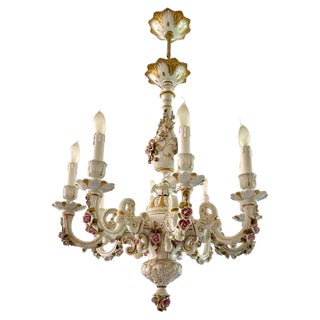Italian Chandelier in Porcelain, 1950 For Sale