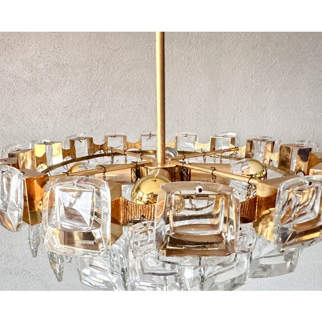 Gold Vintage Chandelier from Palwa, 1970s For Sale - Image 8 of 18