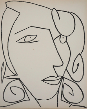 Françoise Gilot, Portrait de femme rêveuse, Lithograph