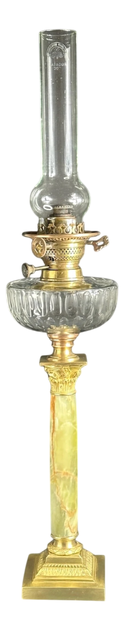 Antique French Lamp in Onyx with Crystal and Bronze, 1870s
