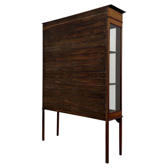 Brown Early 20th Century Antique English Inlaid Mahogany Display Cabinet For Sale - Image 8 of 12