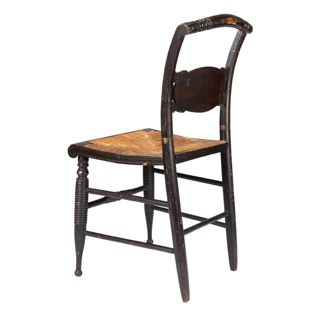 Upper Connecticut Valley Hitchcock Turtle-Back Rush Seat Side Chair, C. 1820-30 For Sale - Image 4 of 14