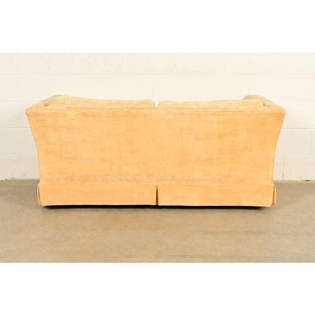 Baker Furniture Style Modern Mohair Velvet Tuxedo Sofa or Loveseat For Sale - Image 11 of 13