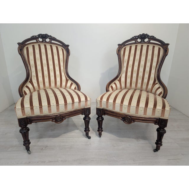 Vintage Chair in Carved Wood on Wheels, 1955 For Sale - Image 4 of 16