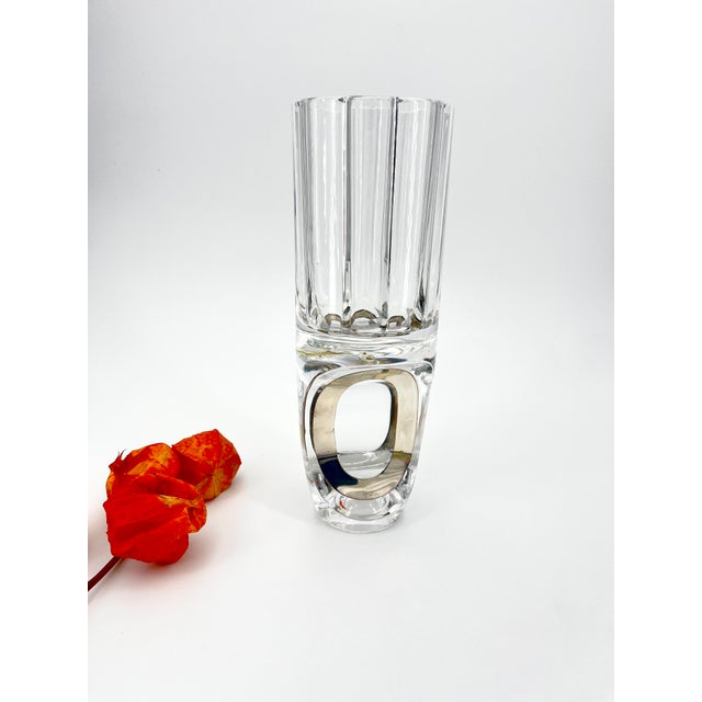 Vintage Crystal and 800 Silver Vase by Arch. Taddei Sestini, Italy, 1970s For Sale - Image 3 of 11