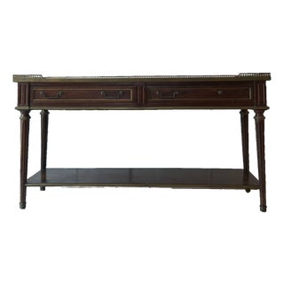 Mid 20th Century Bloomingdale’s Louis XVI Style Marble Top Console Table Made in Italy For Sale