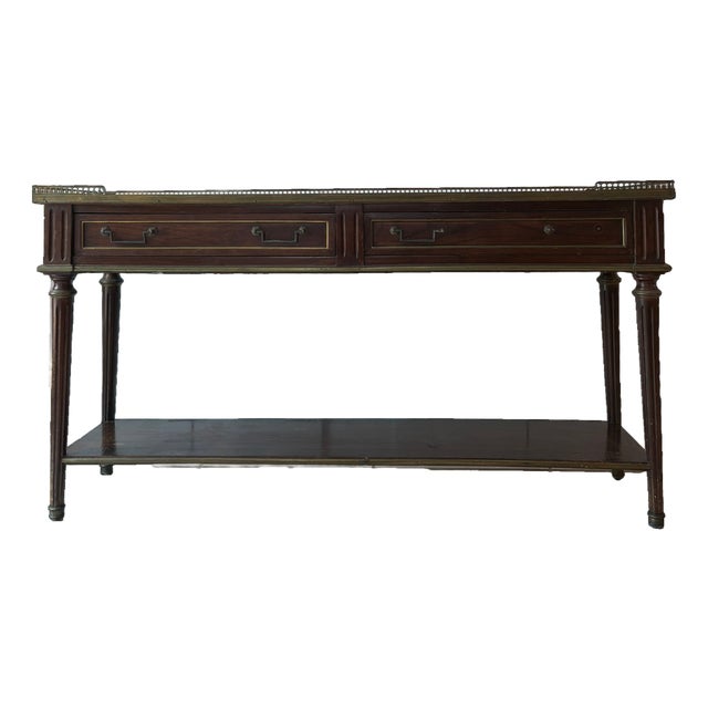 Mid 20th Century Bloomingdale’s Louis XVI Style Marble Top Console Table Made in Italy For Sale