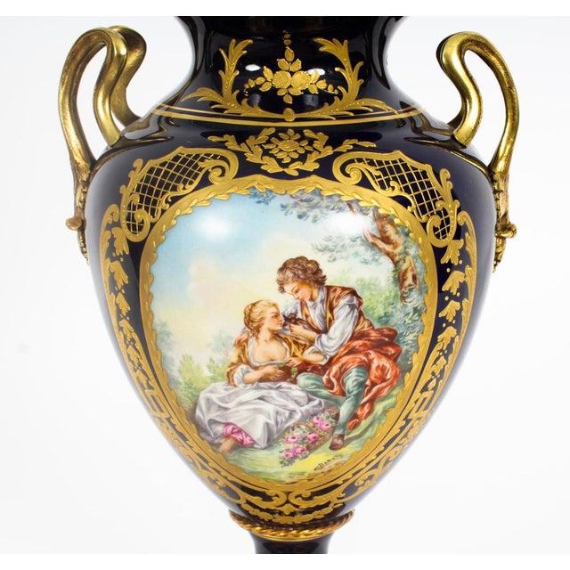 Paris Porcelain & Ormolu Mounted 3 Piece Mantel Set, Early 20th Century, Set of 3 For Sale - Image 11 of 18