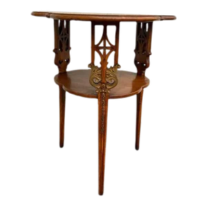 Mid 20th Century Art Nouveau Majorelle Style Partial Gilt Satinwood Trifid Side Table.