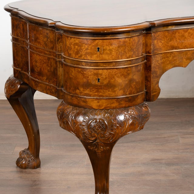 19th Century Rococo Walnut Six Drawer Desk From Denmark For Sale - Image 9 of 17