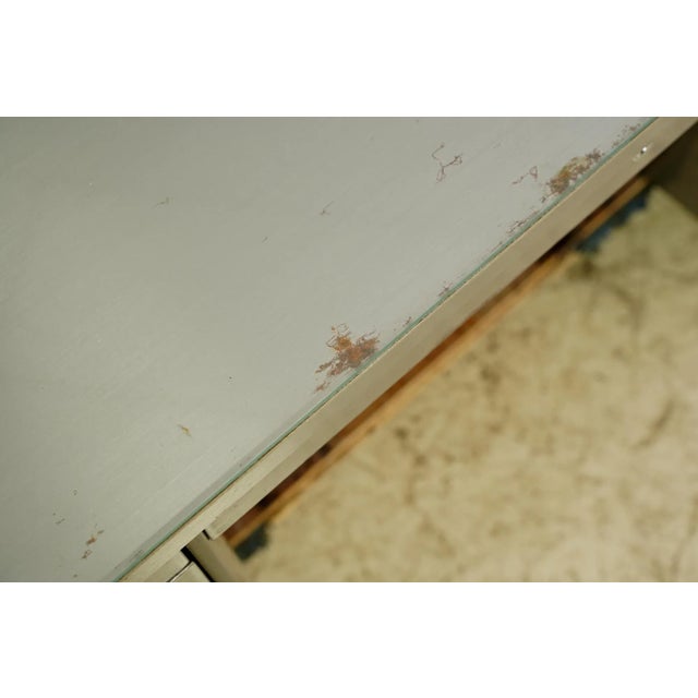 Industrial Vintage Industrial Steel Office Desk With Glass Top For Sale - Image 3 of 12