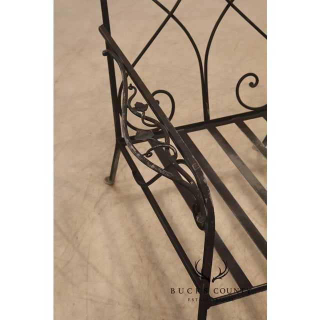 Vintage Wrought Iron Scrollwork Garden Bench For Sale - Image 15 of 18