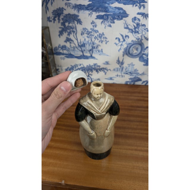 Anthropomorphic Ceramic Liqueur Bottle of Berrichonne Shepherdess by Denbac for Noyer, 1940s For Sale - Image 11 of 13