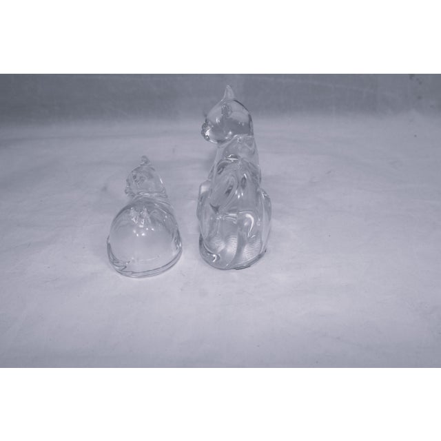 Vintage Attributed to Lenox Clear Lead Crystal Sitting Cats Salt & Pepper Shakers For Sale In West Palm - Image 6 of 10
