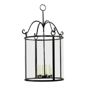 Rustic Hall Lantern in Iron Finish