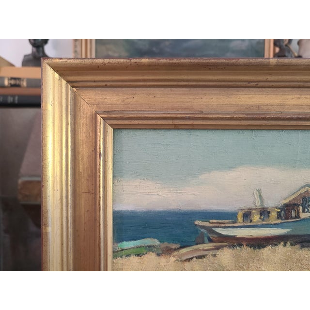 Arthur Harold Knott Antique 1920s Oil Painting Morro Bay Sailboat Landscape For Sale - Image 9 of 15