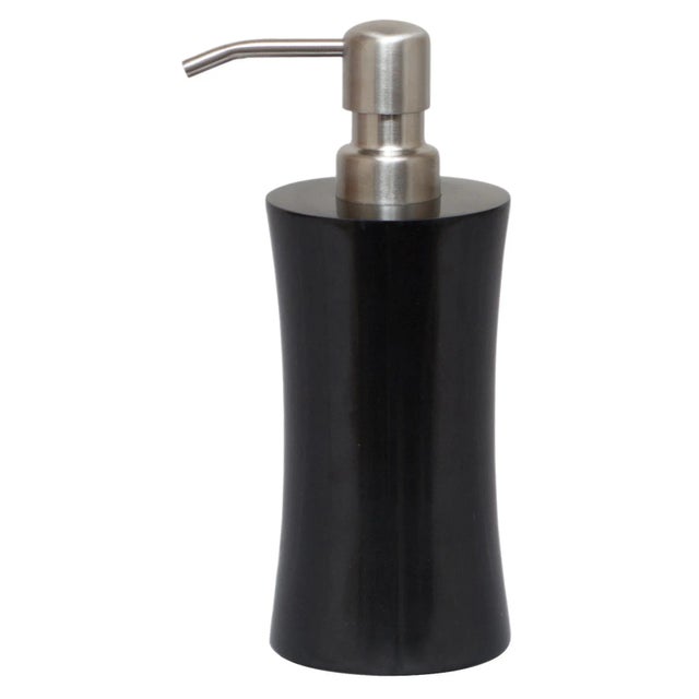 A Vinca Collection Jet Black Marble Soap Dispenser.