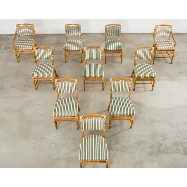 Contemporary Set of Ten McGuire Rattan X-Back Dining Chairs For Sale - Image 3 of 18