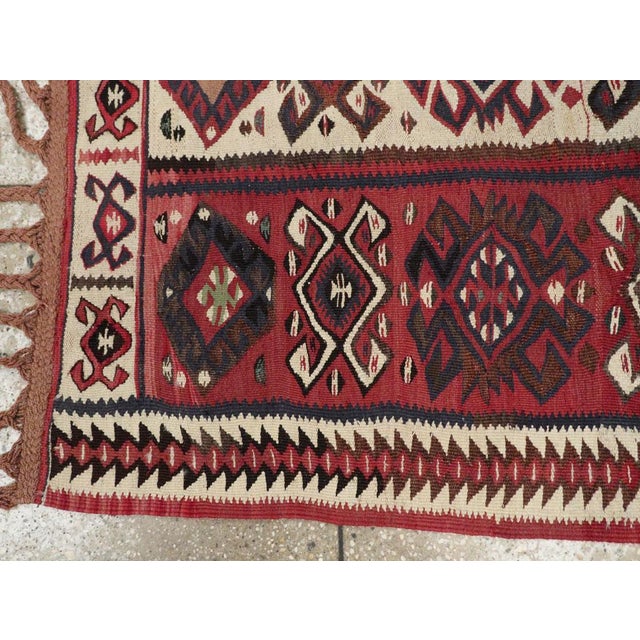 Textile Galerie Shabab Collection Tribal Mid-20th Century Handmade Turkish Flat-Weave Kilim Throw Rug For Sale - Image 7 of 9