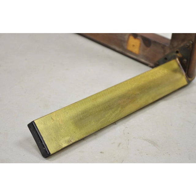 Vintage Lane Mid Century Modern Sculpted Brass Metal Wood Glass Top Coffee Table For Sale - Image 13 of 14