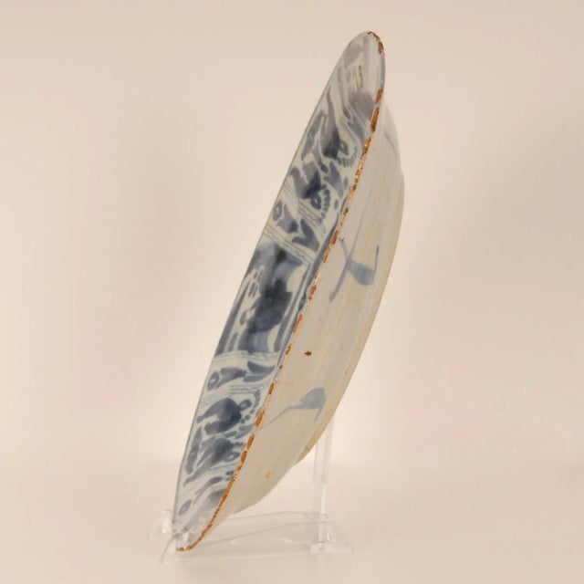 17th Century 17th Century Delft Plate Chinoiserie Wanli Style Blue and White Delftware Charger Earthenware Tariff Free Delivery For Sale - Image 5 of 12